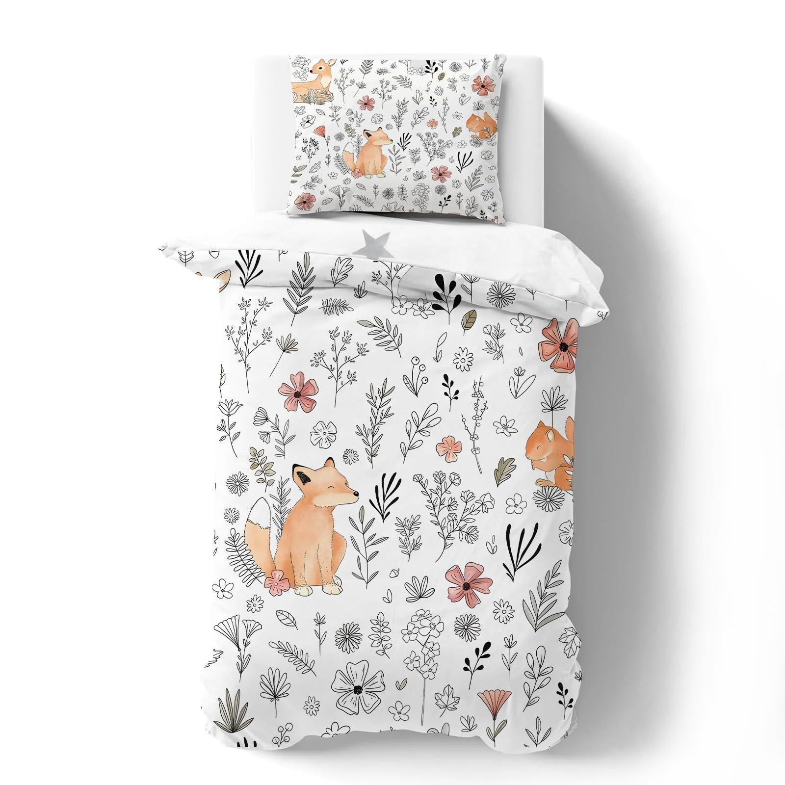 Parure de lit 120x150cm animal jungle pour chambre d'enfant mixte fille et garçon