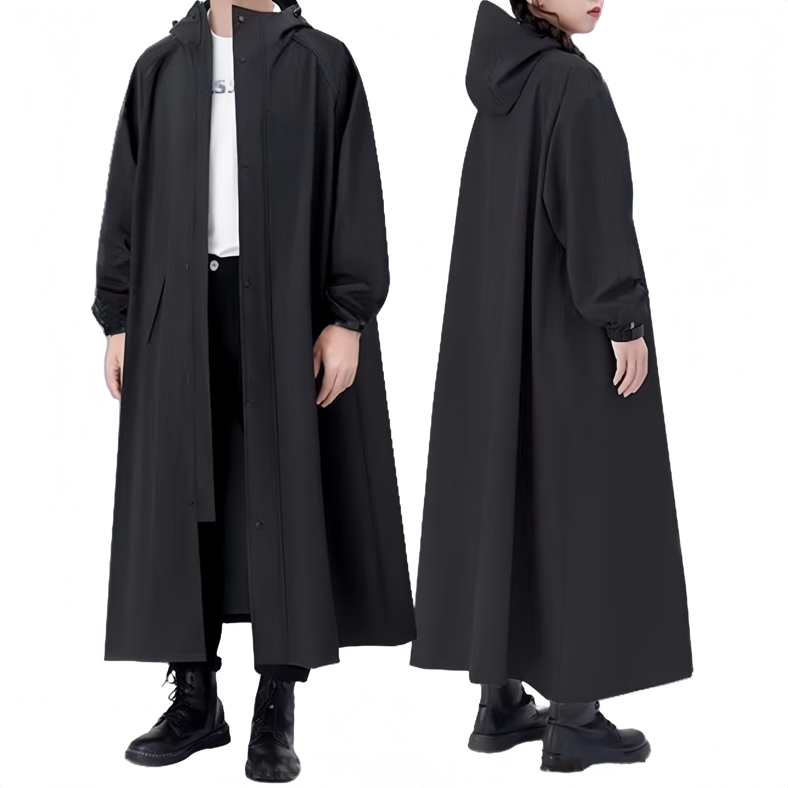 Veste de pluie longue, imperméable, respirante avec manches et capuche réfléchissante, manteau de pluie pour vélo pour homme et femme