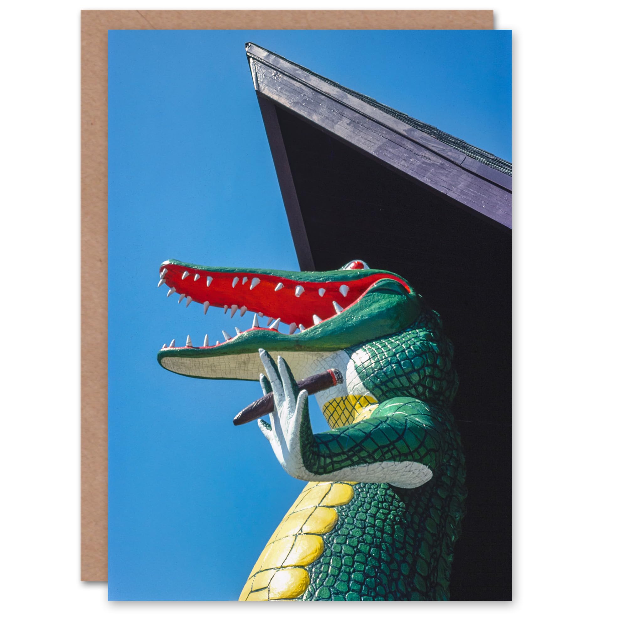 Artery8 John Margolies Art Card Gatorland Zoo Alligator With Cigar Photo