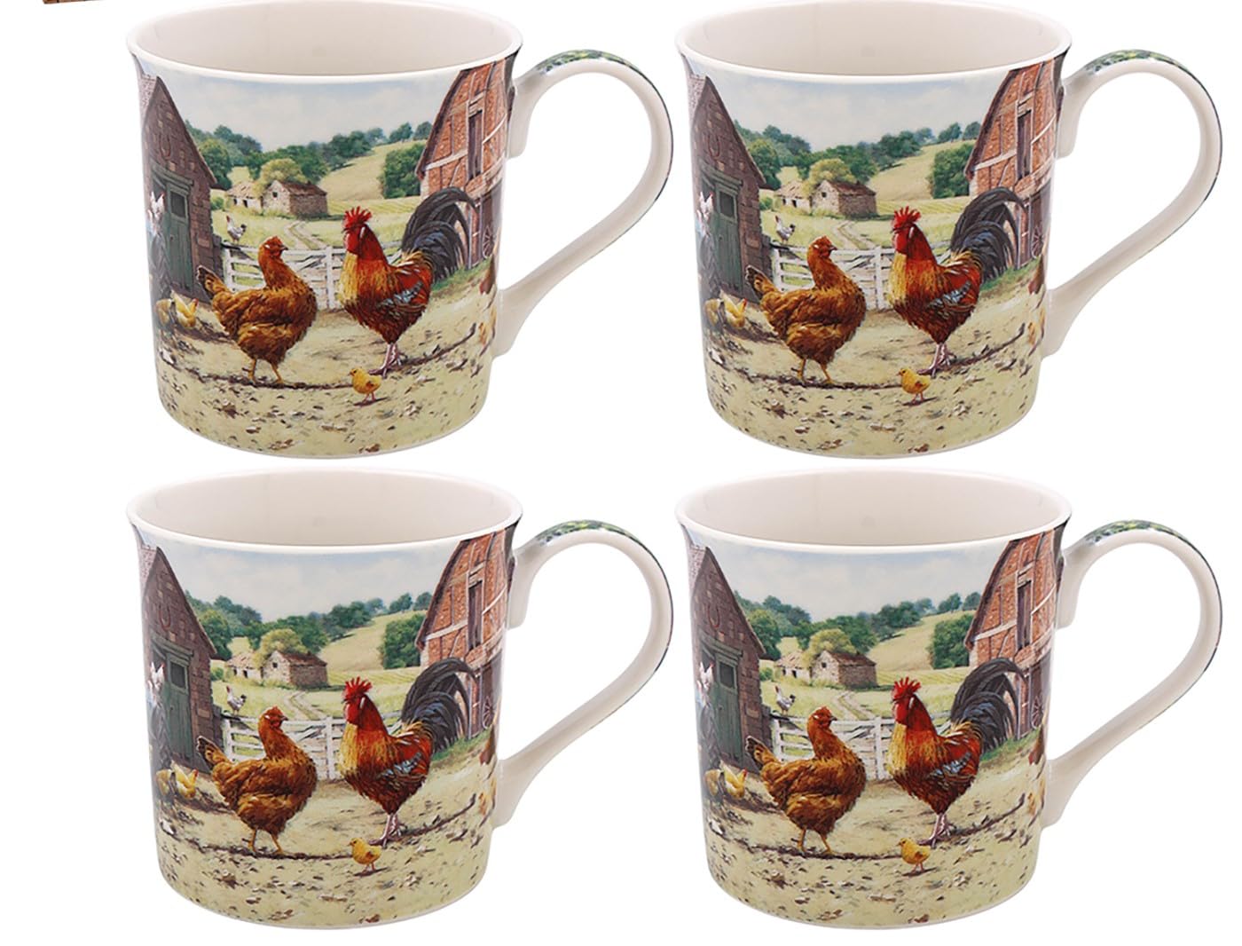 The Leonardo Collection Cockerel & Hen Mugs Set Of 4 Lesser & Pavey | Ceramic Coffee Mugs Set For Home Or Work | Premium Design Mugs Set For All Occasions | Lovely Mugs For Tea, Coffee & Hot Drinks - Macneil Studios