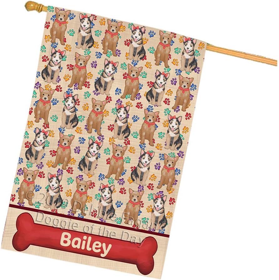 Rainbow Paw Print Australian Cattle Dogs House Flag - Premium Quality Home Outdoor Yard Decor Decorative Double-Sided Vertical FLG65253