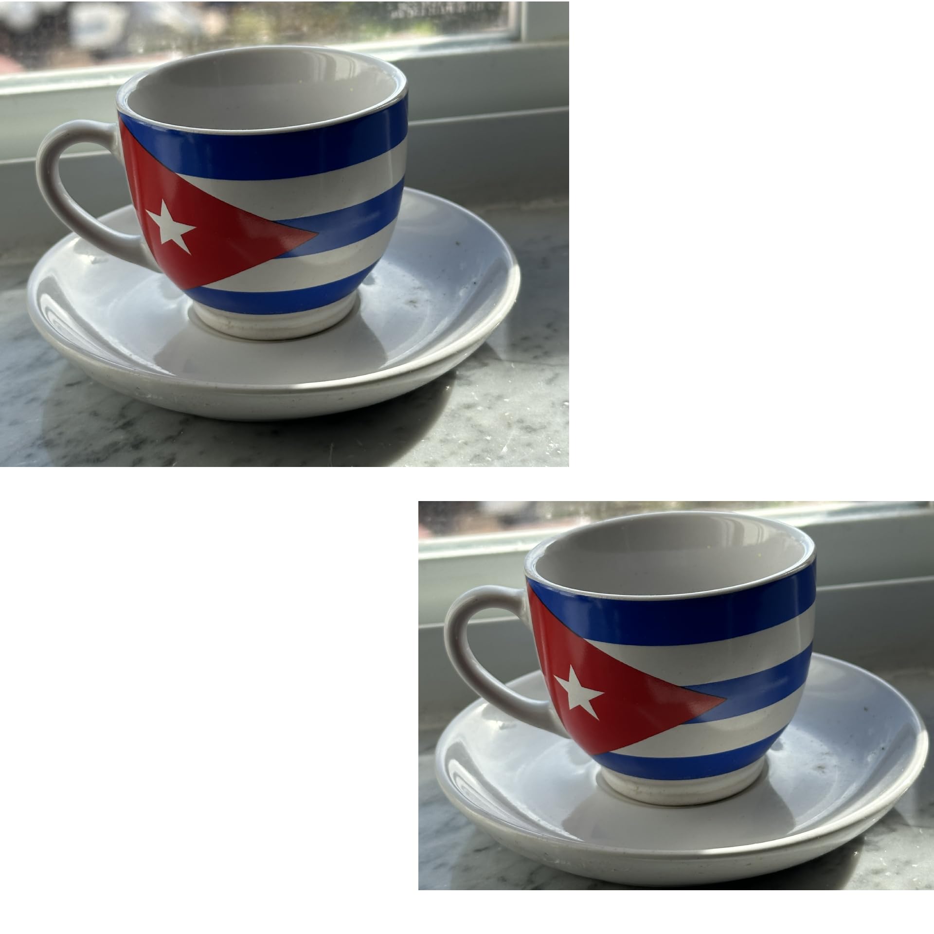 Cuban Expresso Coffee cup 2 cups. A Perfect Cuban gift FLAG