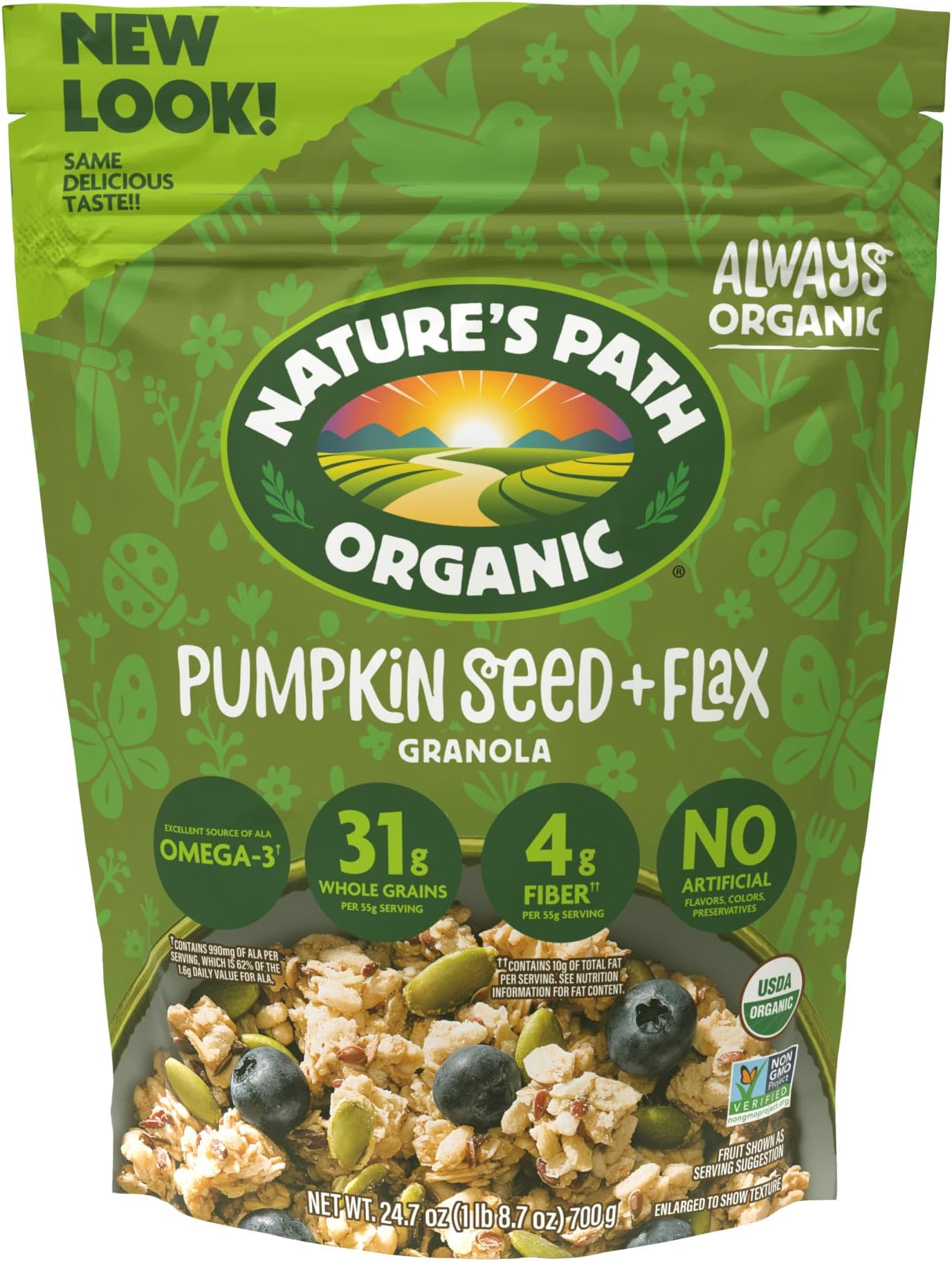 Nature's Path Organic Pumpkin Seed + Flax Granola, 24.7 oz (Pack of 1), Non-GMO