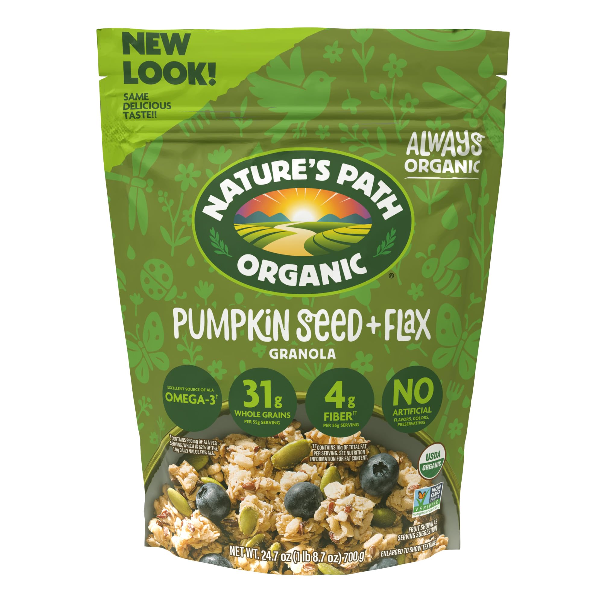 Nature\'s Path Organic Pumpkin Seed + Flax Granola, 24.7 oz (Pack of 1), Non-GMO