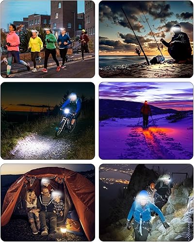 Miniatura 8 de Faros delanteros recargables con luz roja, paquete de 2 unidades, 230 de haz ancho para correr, lámpara LED para adultos, faros para cabeza con