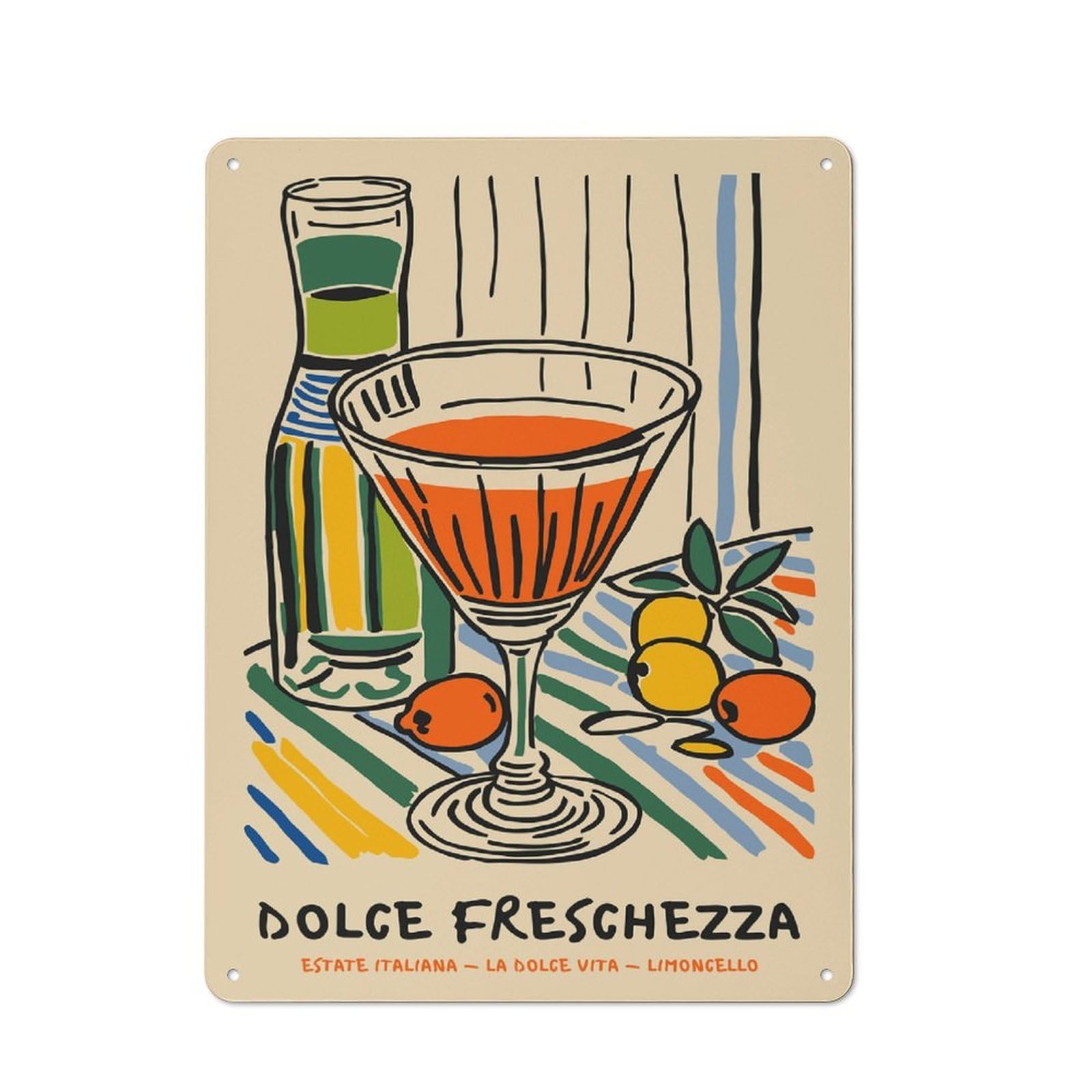 Junmoney Style-3 Dolce Freschezza Still Life Classic Metal Wall Decor 40X30cm, Office Metal Sign For Workspace, Cafe, Shop Or Desk Area