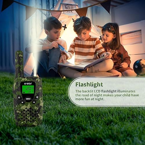 Miniatura 5 de Walkie Talkies para niños, 4 millas de largo alcance recargable Walkie Talkies 22 canales con linterna juguetes de aventura para niños de 3, 4, 5,