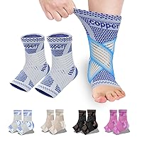 Vista 10 de Copper Ankle Brace with Adjustable Compression Bandage, Ankle Support Compression Sleeve for Men & Women, for Foot Pain, Sprained Recovery, Achilles