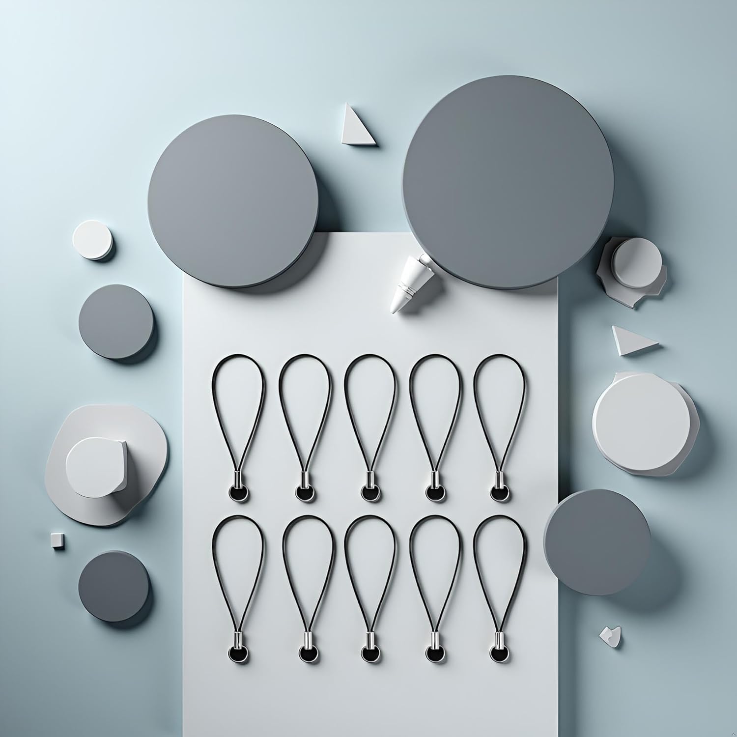 10 Pieces Black Lanyard Phone Ring Strap For Mobile Lariat Lanyard Cell Phone Split Ring Strap Sliver Tone Split Ring Cellphone Strap Charm Cords For Cellphone Drive Keychain Jewelry Findings - Image 3