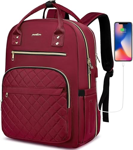 Miniatura 1 de YAMTION Mochila de 17 pulgadas para mujeres y adolescentes, mochila escolar TSA para laptop con USB para estudiantes universitarios, negocios,