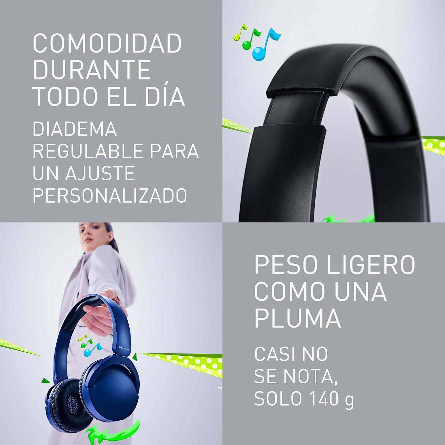 Panasonic HF630B, Street Auriculares Inalámbricos, Supraurales, Micrófono Integrado, Bluetooth 5.3, Multipunto, Diseño Giratorio, hasta 72 Horas De Reproducción, USB-C, Negro 4