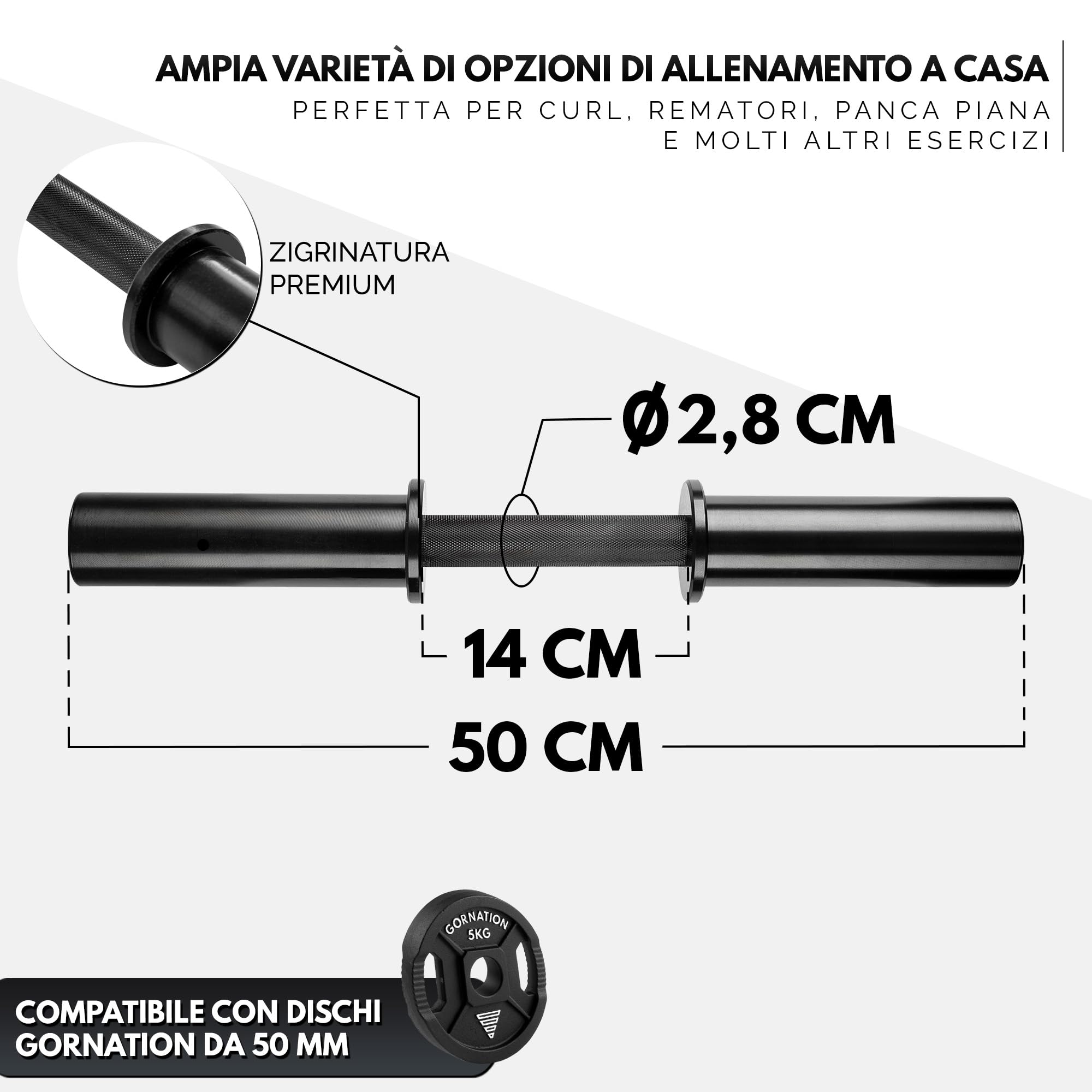 GORNATION Manubrio Regolabile fino a 100 kg con 2 Morsetti Magnetiche, Manubri per Allenamento a Casa, Dumbbell per Allenamento di Forza, Asta per Manubri Home Gym, Singolo/Set