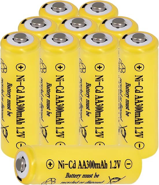 NiCd AA 300mAh 1.2v Batteries rechargeables 10 Packs pour la lumière extérieure de jardin solaire, lumières de voies de communication, lanterne solaire, horloge
