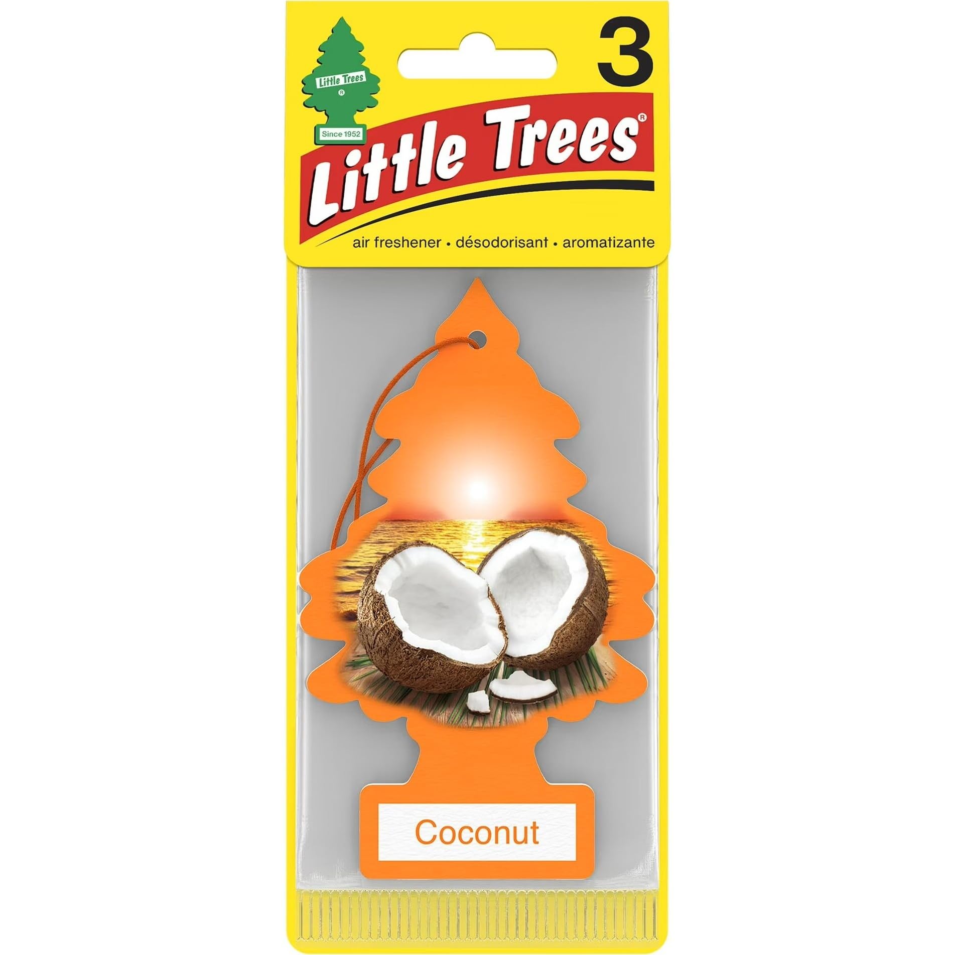 Auto Lufterfrischer 32017 Little Trees Lufterfrischer Kokosnuss Duft – 3 bäume Pro Paket
