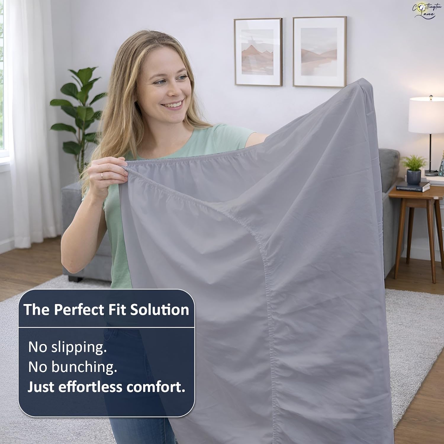 Cottington Lane 1 Piece Sleeper Sofa Fitted Sheet Full Size, Premium Quality 100% Egyptian Cotton, 6 Inch Deep Sofa Bed/Pullout Couch Bottom Sheet Only, Cooling, Soft & Breathable, Silver Grey