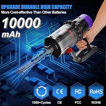 Upgraded 10000mAh Replacement for Dyson V10 Battery SV12 242151, 25.2V Battery Compatible with Dyson V10 Cyclone/Animal/Absolute/Fluffy/Motorhead Cordless Vacuum Cleaner