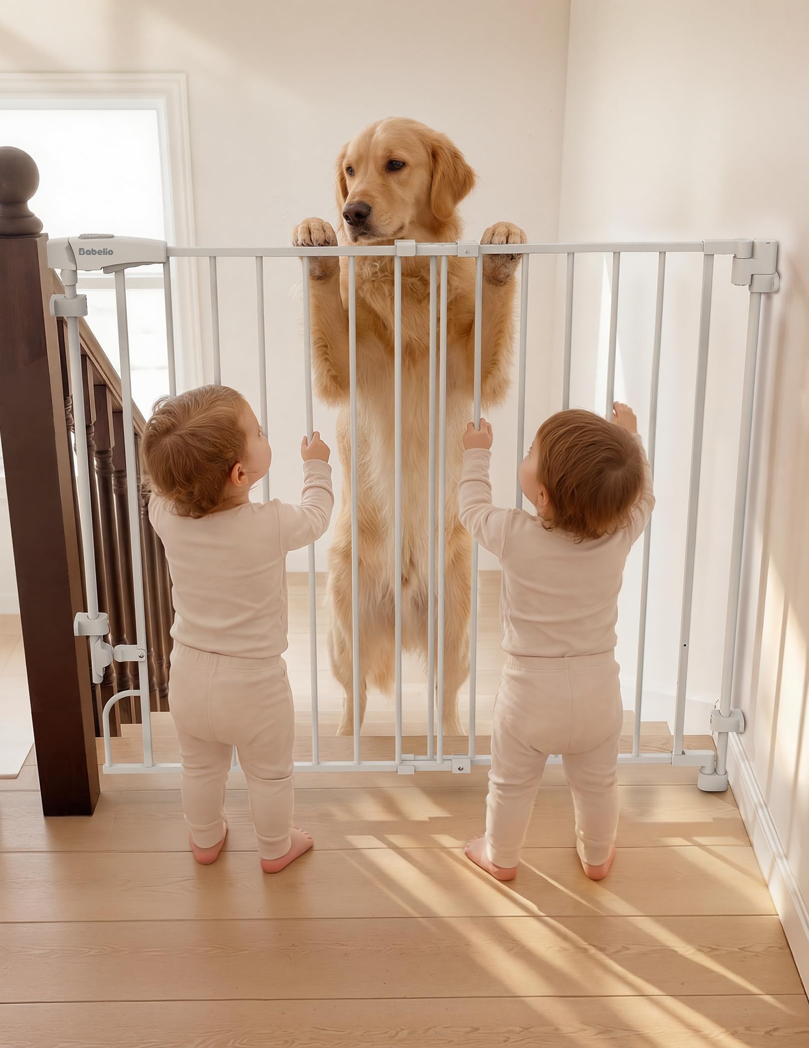 Babelio Removable No Bottom Bar Baby Gate White