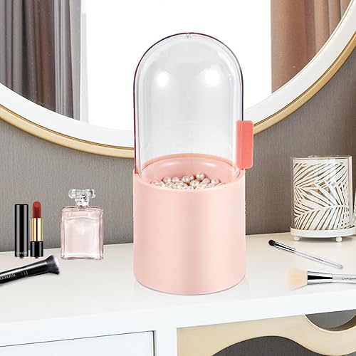 OISUPIC Organizador de brochas de maquillaje con perlas decorativas, a prueba de polvo e impermeable, contenedor de exhibición de brochas cosméticas
