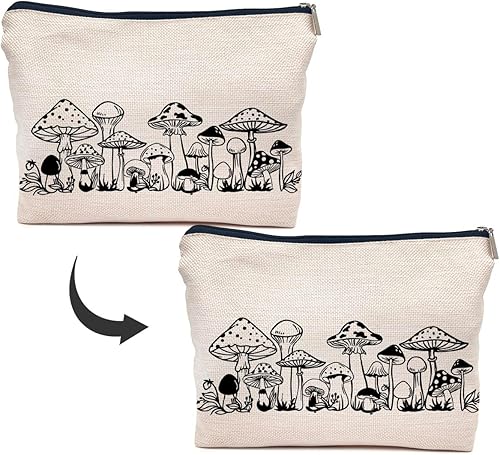 Miniatura 5 de IWXYI Bolsa de aseo de hongos, regalos de hongos, bolsa de maquillaje de hongos, bolsa de maquillaje de hongos para mujer, bolsa con cremallera,
