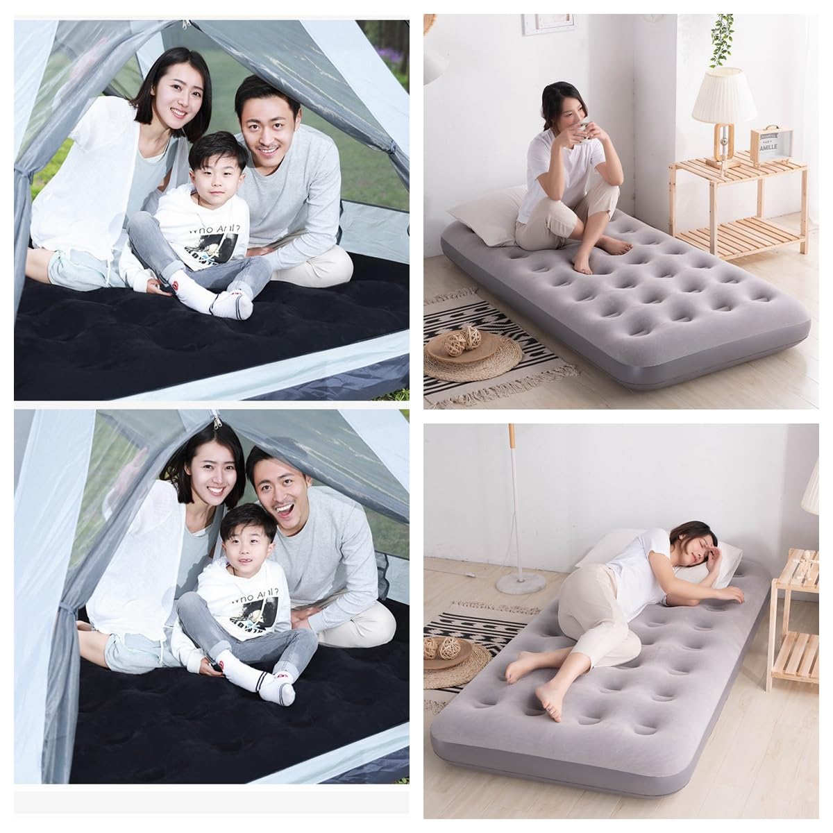 Icelus Twin Aufblasbare Luftbett 191x 100 x 23 cm Camping Luftmatratze mit Luftpumpe,Aufblasbare Matratze Bett,Reisebett,Schlafunterlage für Zuhause und Reisen(Schwarz)