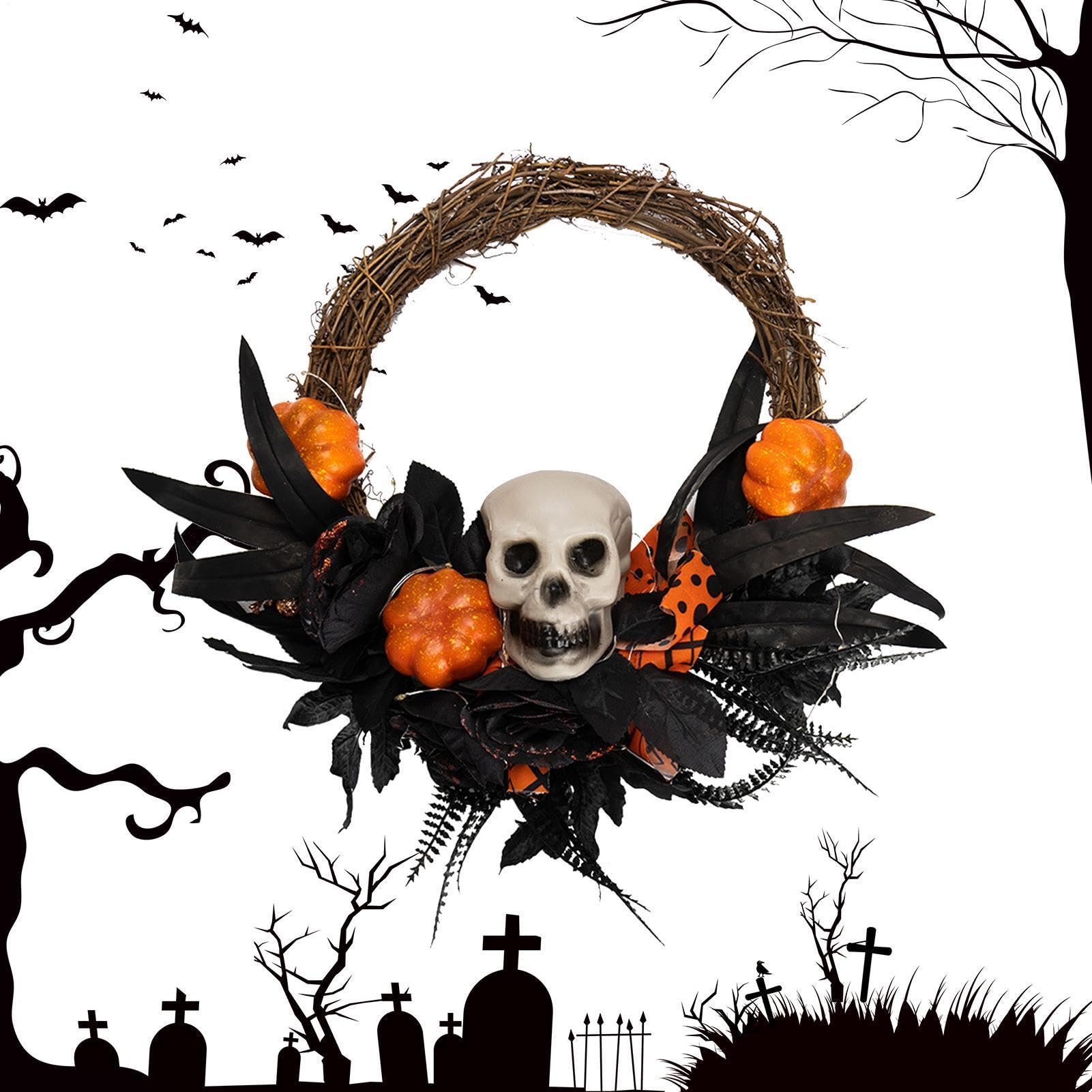 Corona Halloween Letrero Artesanal LED Hueso Artificial