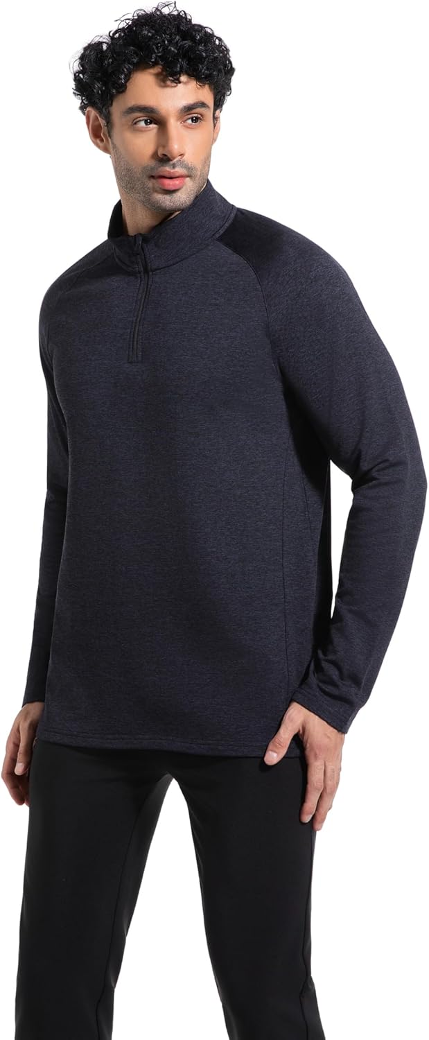 1/4 Zip Pullover Sweatshirts Men Long Sleeve Golf Shirts Quarter Zip Pullover - Image 2