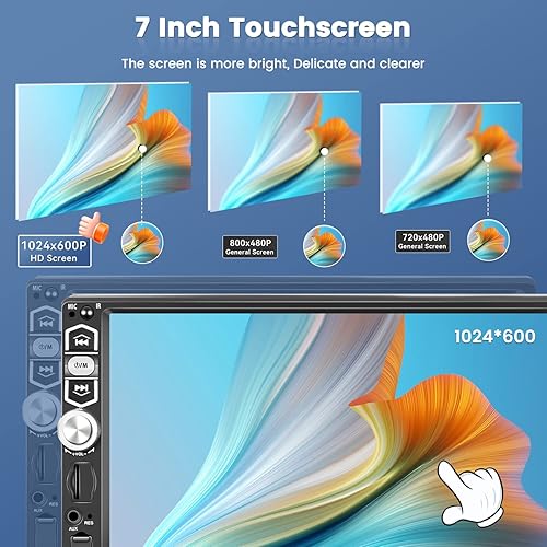 Miniatura 6 de Apple CarPlay Android Auto Car Stereo Bluetooth radio de auto DIN con pantalla táctil de 7 pulgadas  Llamadas manos libres Bluetooth y transmisión