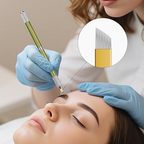 Miniatura 4 de ATOMUS Microblading Agujas 12 Pin 50pcs Maquillaje Permanente Tatuaje Microblading Cuchillas 12 Agujas para Suministros Microblading/Pluma