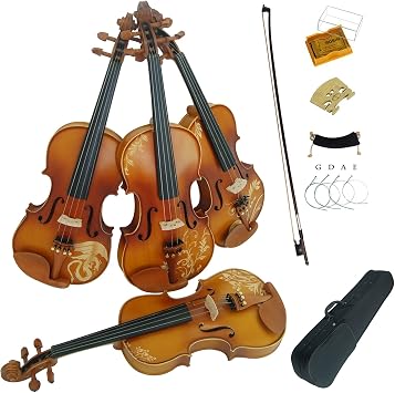 Aliyes Solid Wood Violins Full Size 4/4 Violin Kit For Beginners With Case,Shoulder Rest,Bow,Rosin,Extra Bridge And StringsALDH-LONG