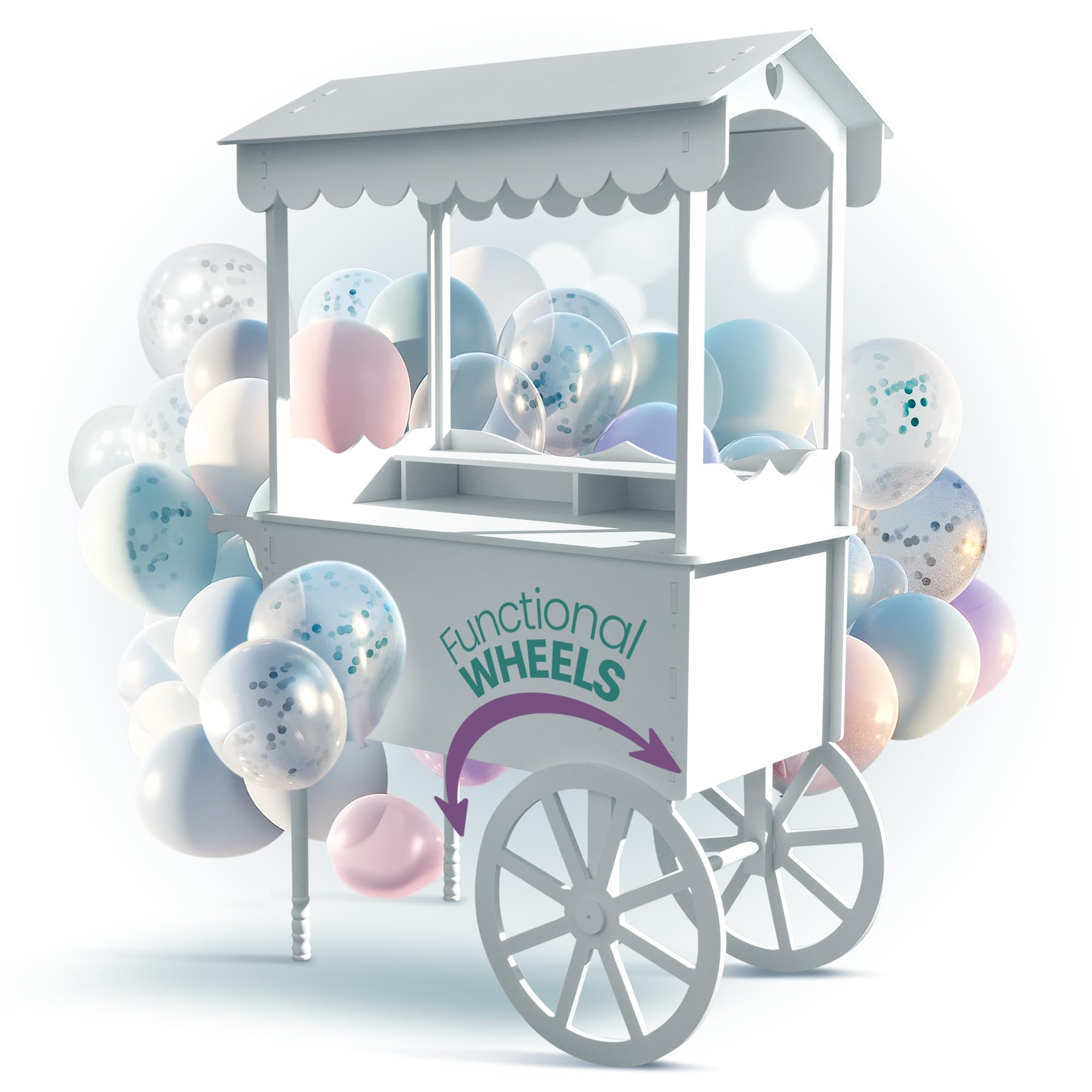 Photo 1 of **DAMAGED PARTS/PARTS ONLY****DS THE DISPLAY STORE PVC Candy Cart with Wheels - Portable Dessert Cart for Parties, Weddings & Baby Showers - Vendor Event Display with Rounded Safety Edges