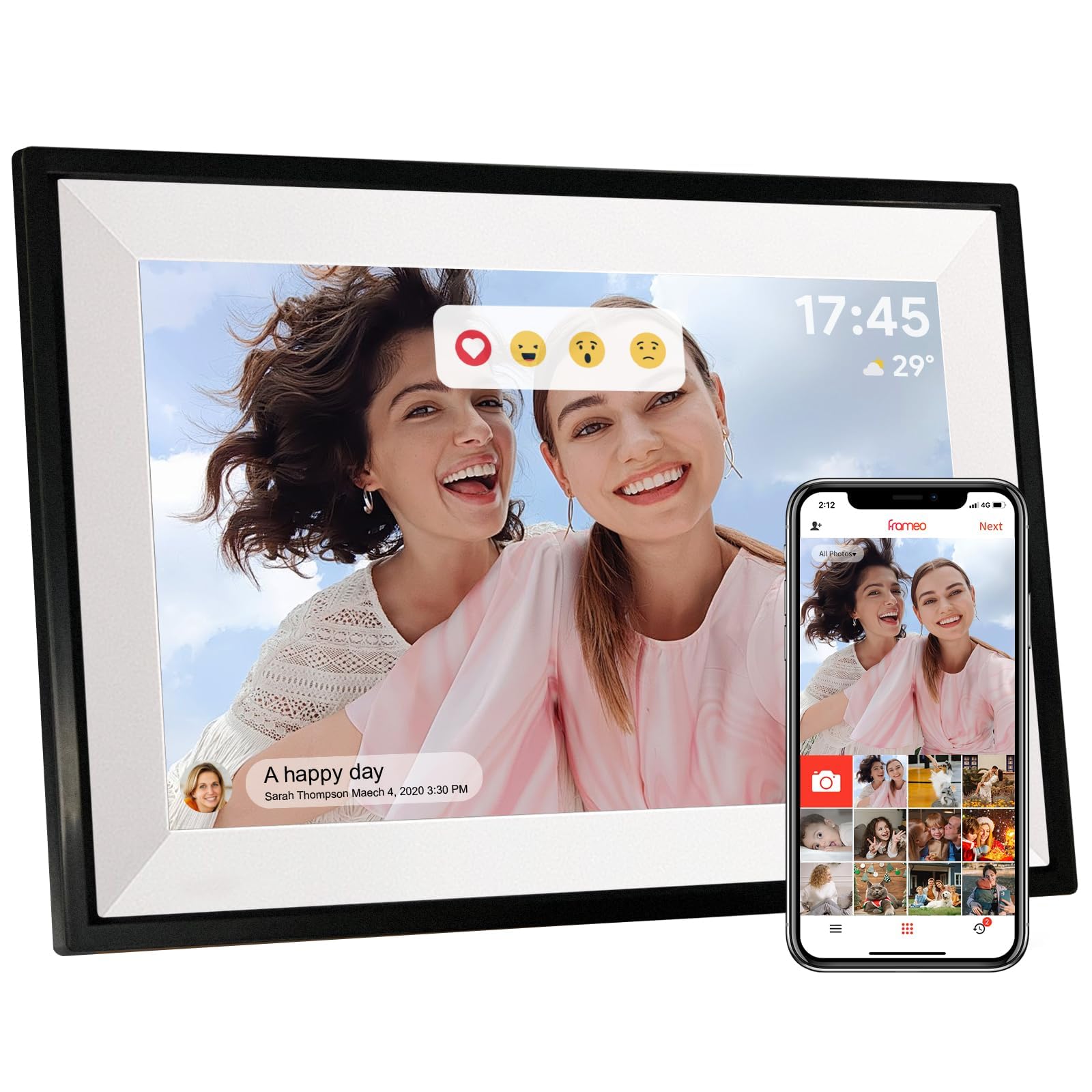 Frameo WiFi Digital Photo Frame 10.1 Inch 32GB Memory, 1280x800 HD IPS Touch Screen Electronic Wifi Digital Picture Video Frame, Auto-Rotate, Share Moments Instantly via Frameo App