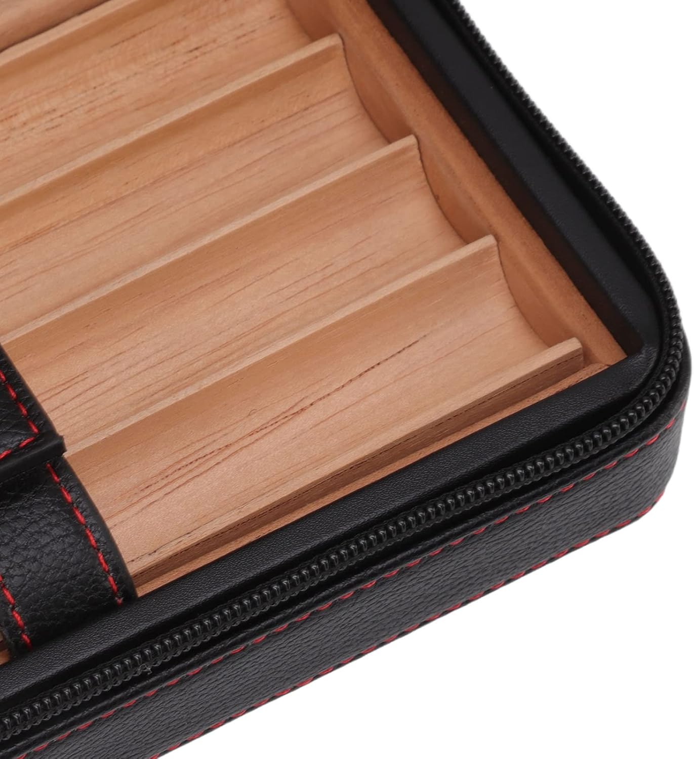 Cedarwood Cigar Holder Storage Pocket Box Portable Travel Leather Zippered Closure Cigar Case with Nozzle and Storage Bag for 4pcs Cigars, Travel Cigar Humidor Case, Cigar Humidor Case Leather Ciga