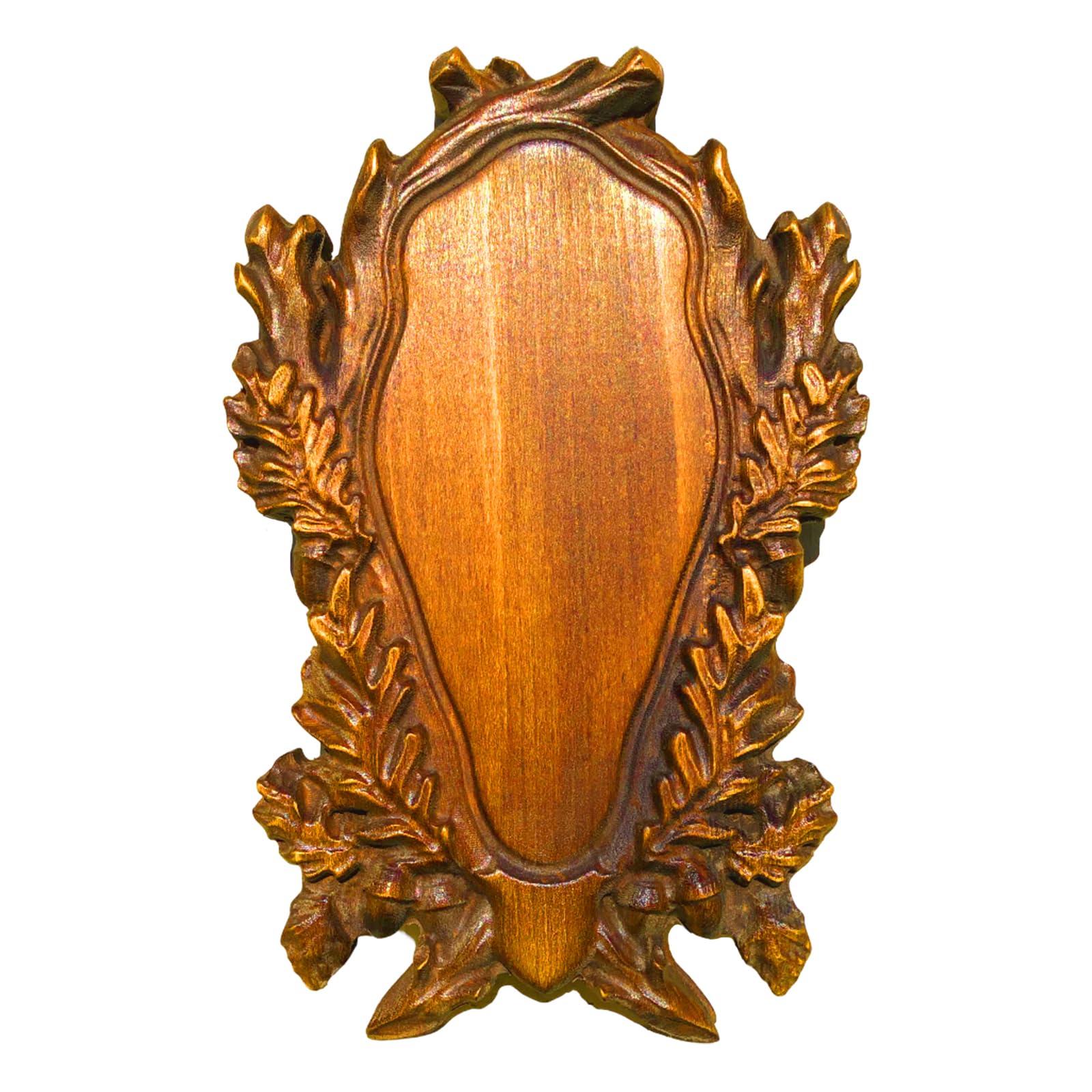 Scudo per Trofei - Tavola in Legno di Faggio Massiccio per Trofei da Caccia con Corna come Cinghiale, Cervo, Capre (K3-21) (Quercia Rustica)