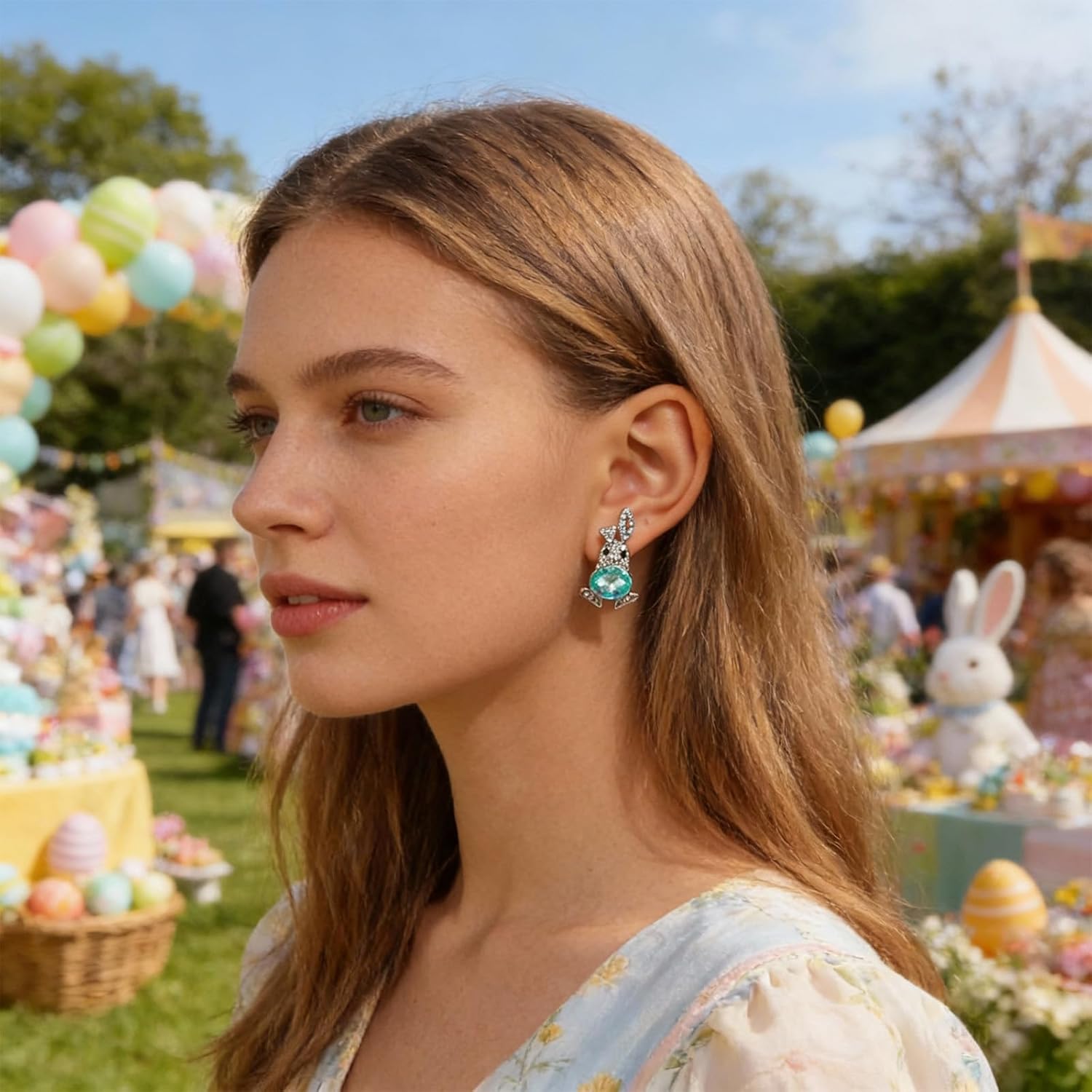 Harry and Henry Easter Earrings for Women Sparkly Rhinestone Pink Bunny Rabbit Spring Holiday Fashion Jewelry Gifts - Image 4