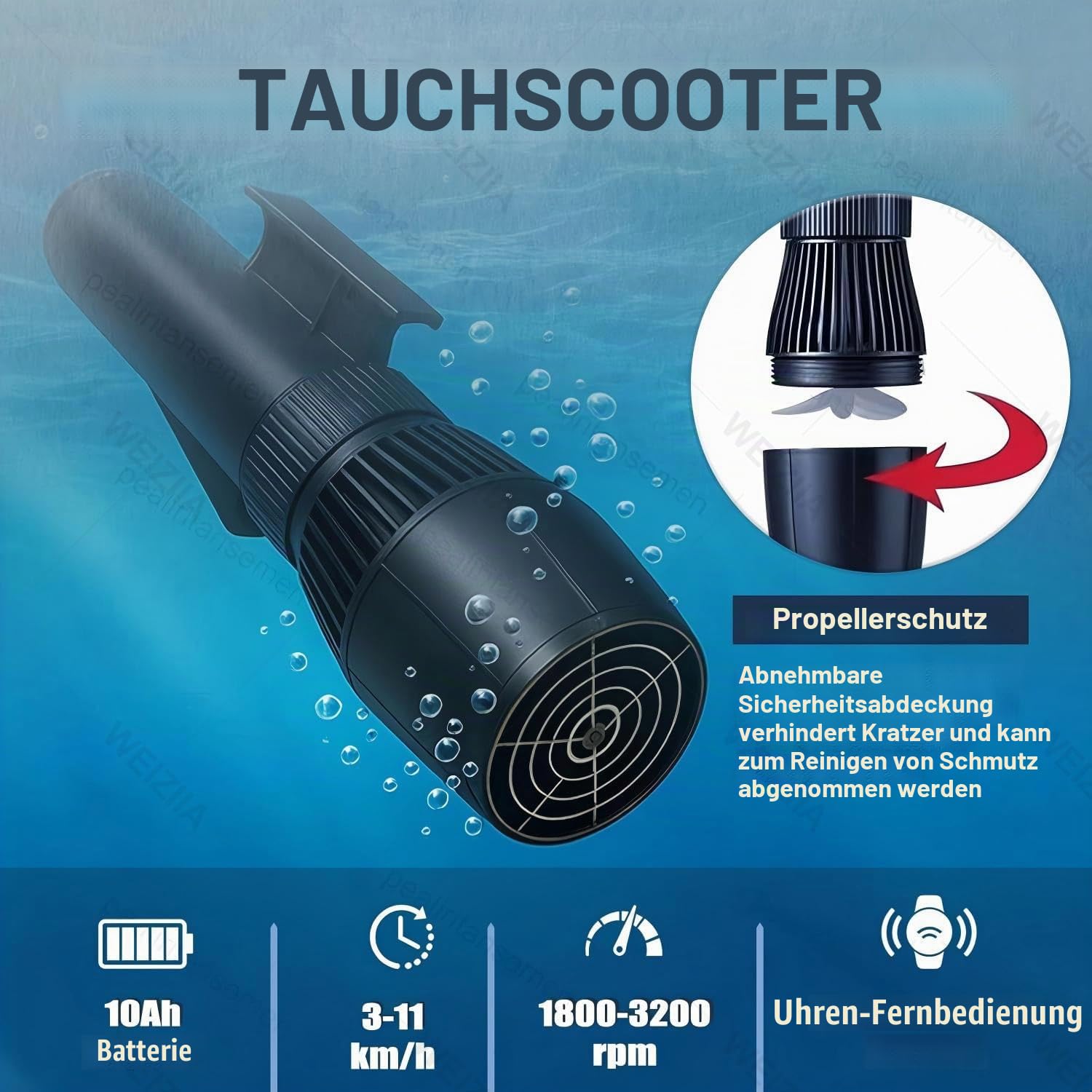 Faltbarer 3-in-1 Elektro-Jet-Ski (aufblasbar) & Unterwasser-Tauchscooter – mit 500 W / 700 W bürstenlosem Motor (bis zu 130 Min. Laufzeit) und 10.000 mAh / 16.000 mAh Akku – 11 km/h 700W16Ah