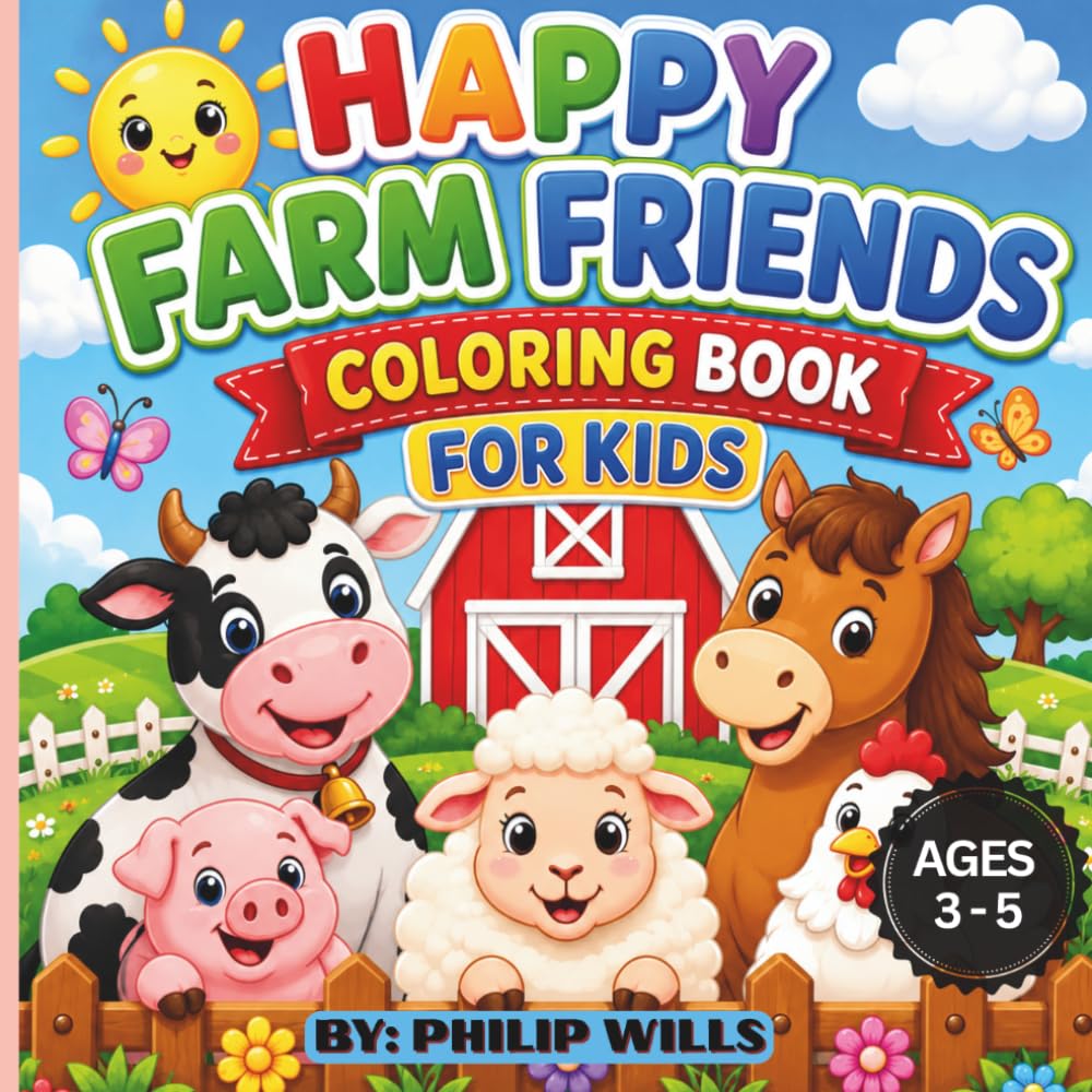 Happy Farm Friends Coloring Book For Kids