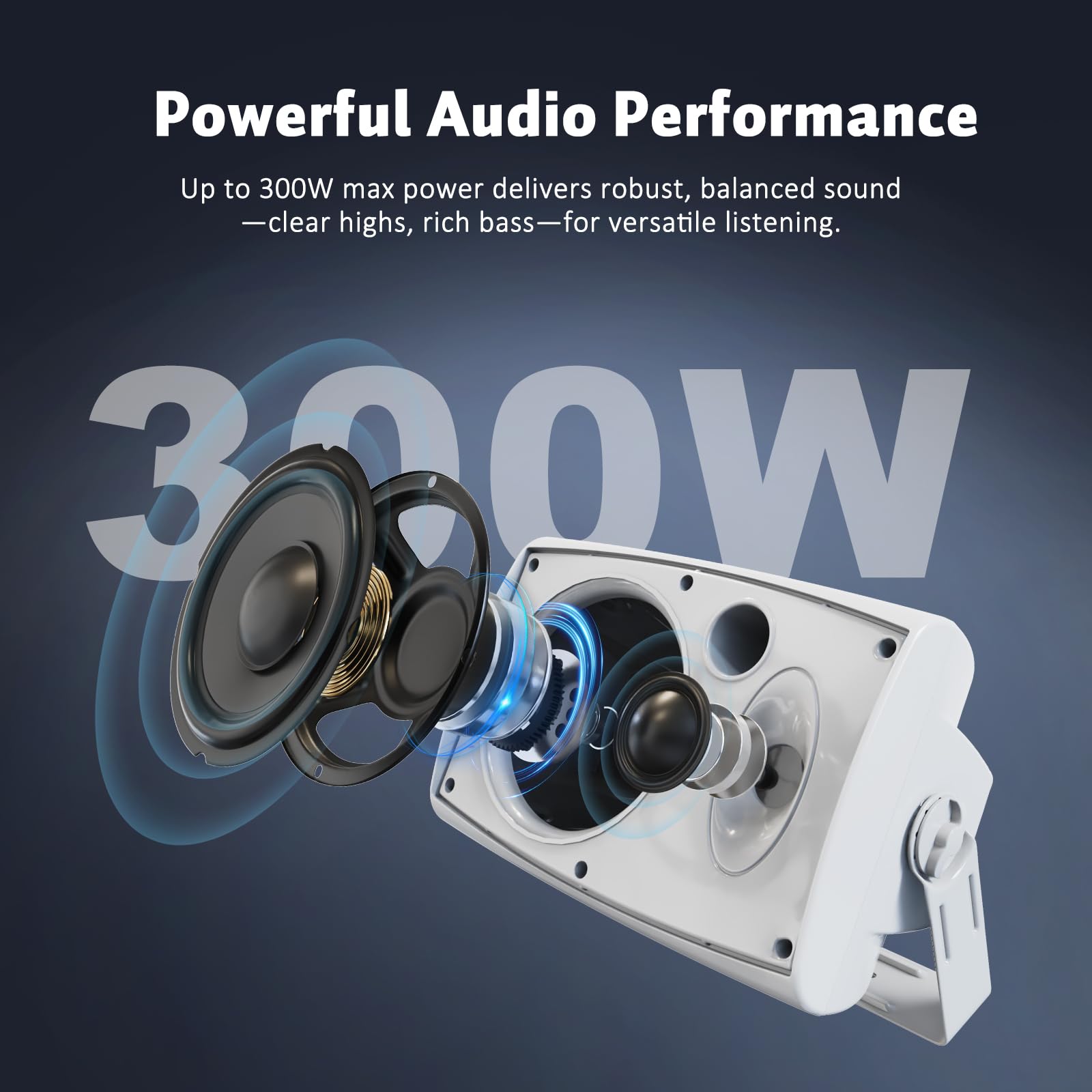 STUDIOFINIX TWS Haut-parleurs Bluetooth d'extérieur de 20,3 cm, 600 W, jumelage stéréo TWS, système de haut-parleurs étanches à montage mural pour patio, maison, bord de piscine, terrasse