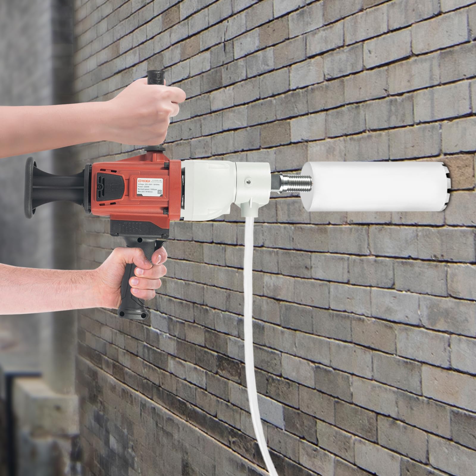 Carotteuse 2200 W - Utilisation humide et sèche - Fonctionnement manuel vertical 2 en 1 - 1200 tr/min - Pour béton armé, brique, marbre, ouverture murale