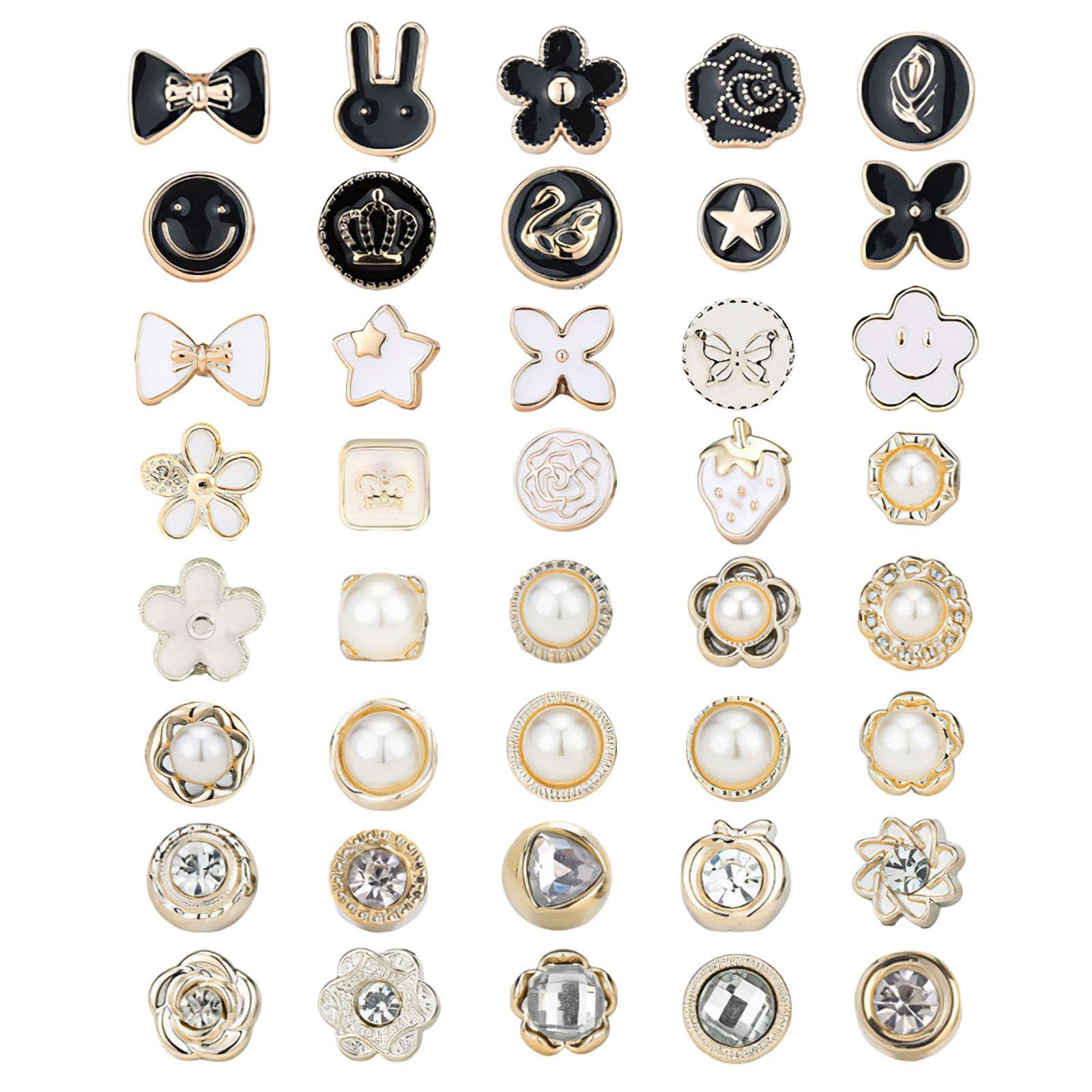 NIDHFG 40 Pieces Of Clothing Fixing Buttons, Clothing Decorations, Simple And Ele Brooch, Used For Clothes, Hats, And Bags.