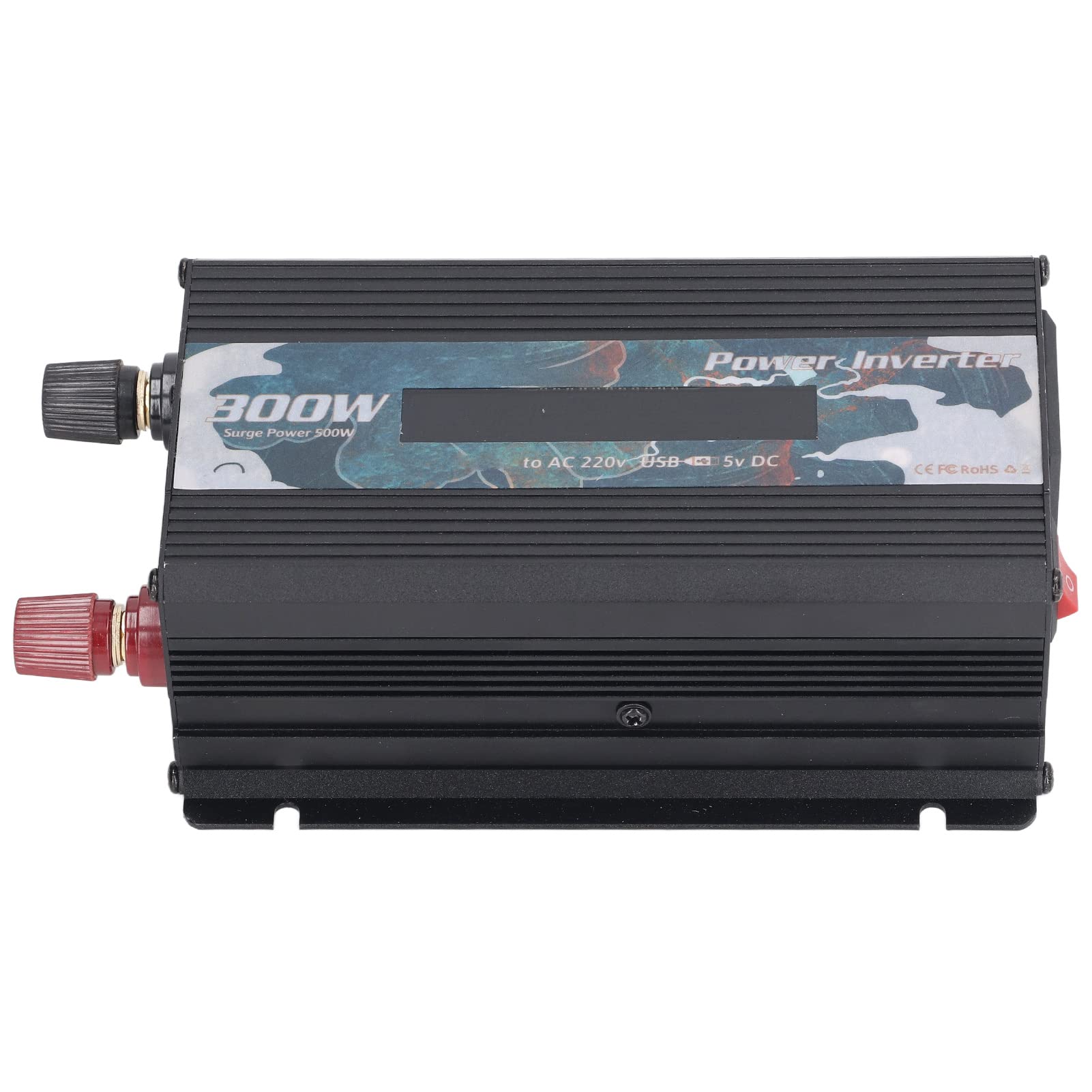 Omabeta Auto-Wechselrichter, Effizienter 300-W-Sinuswellen-Konverter für Laptops, Ventilatoren, Fernseher für den Urlaub, Aluminiumlegierung (DC12V)