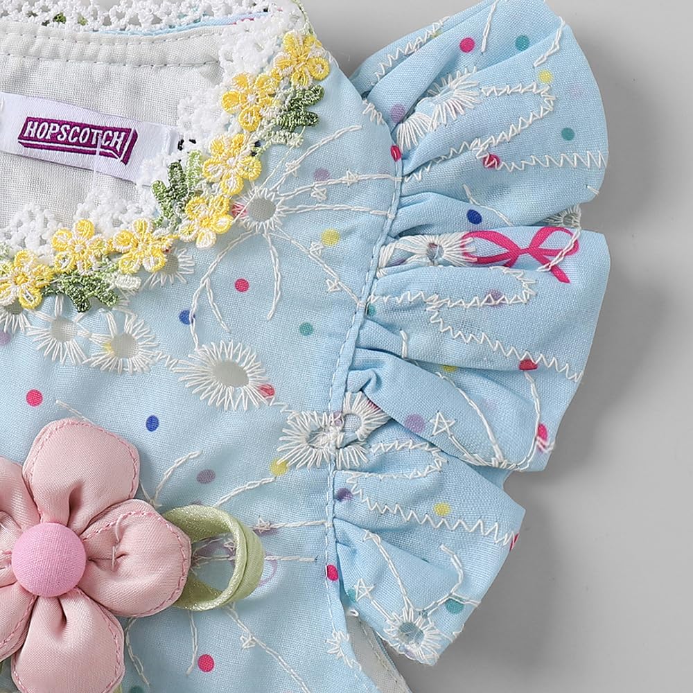 Hopscotch Floral Applique Ruffled Dress For Ages (5-6 Years) 1