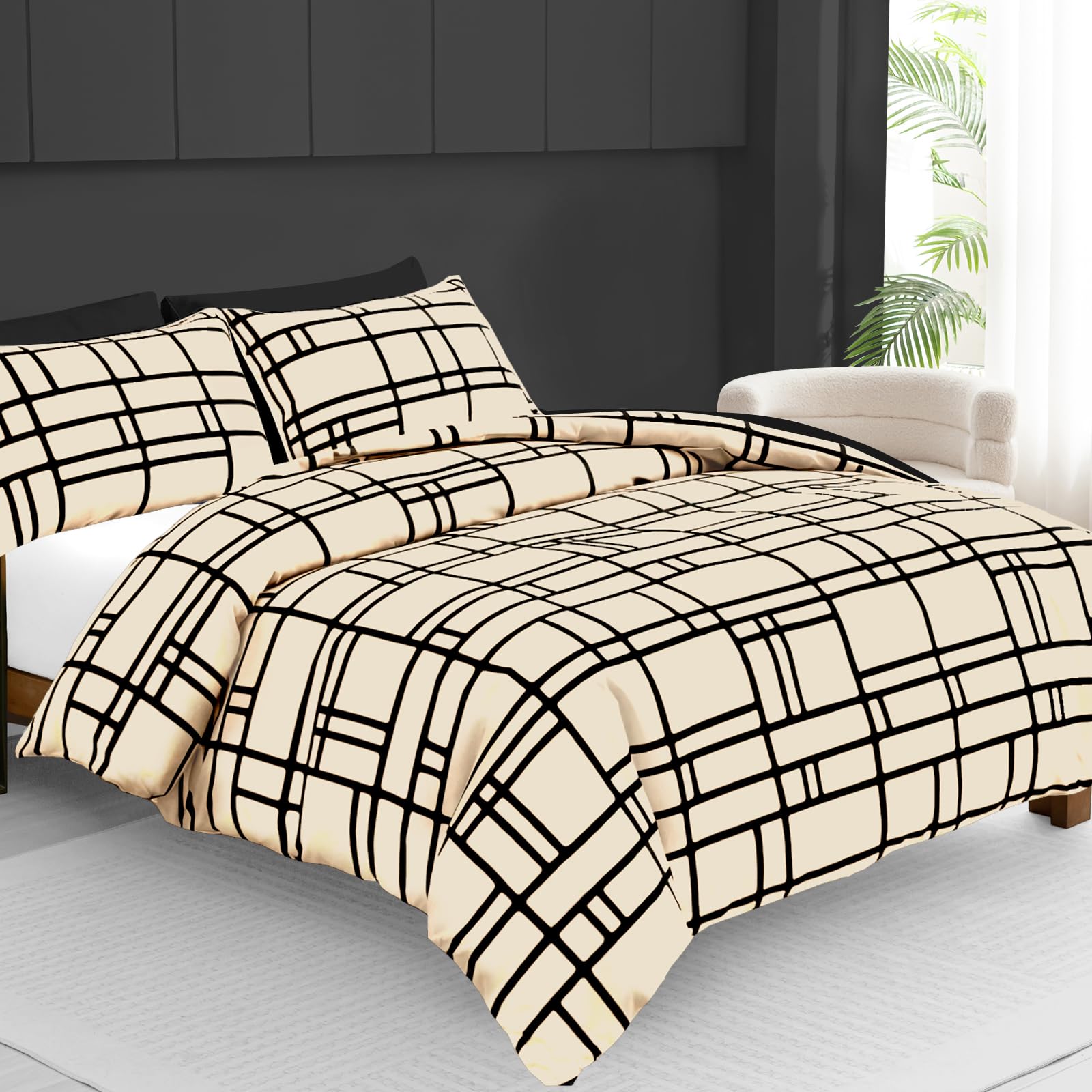 Pamposh 3 Pcs Single Duvet Cover Set with Matching Black Single Fitted Sheet 40 cm Extra Deep Pocket - UltraSoft Breathable Premium Microfibre Reversible Quilt Cover Bedding Set For All Seasons — view 86
