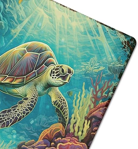 Miniatura 6 de Country Metal Tin Sign Nautical Beach Ocean Theme Underwater Turtle Wall Poster Tin Signs Watercolor Marine Life Tropical Front Door Porch Yard Home