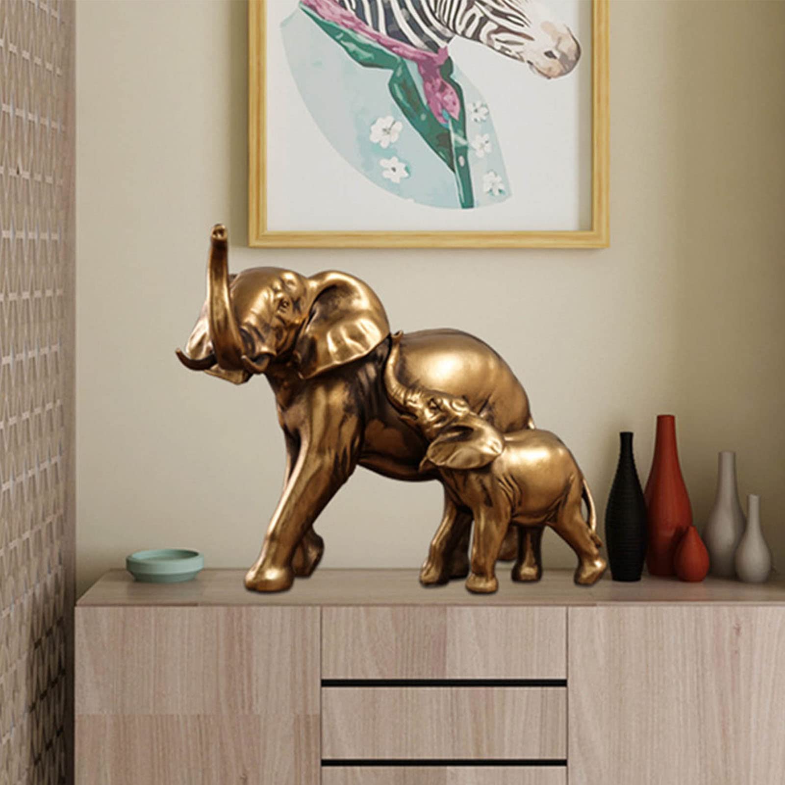 Tyenaza Estatua de Elefante, Adorno de Elefante de Resina, Forma Linda, respetuosa con el Medio Ambiente, Figura de Elefante de la Suerte para decoración del hogar, colección de