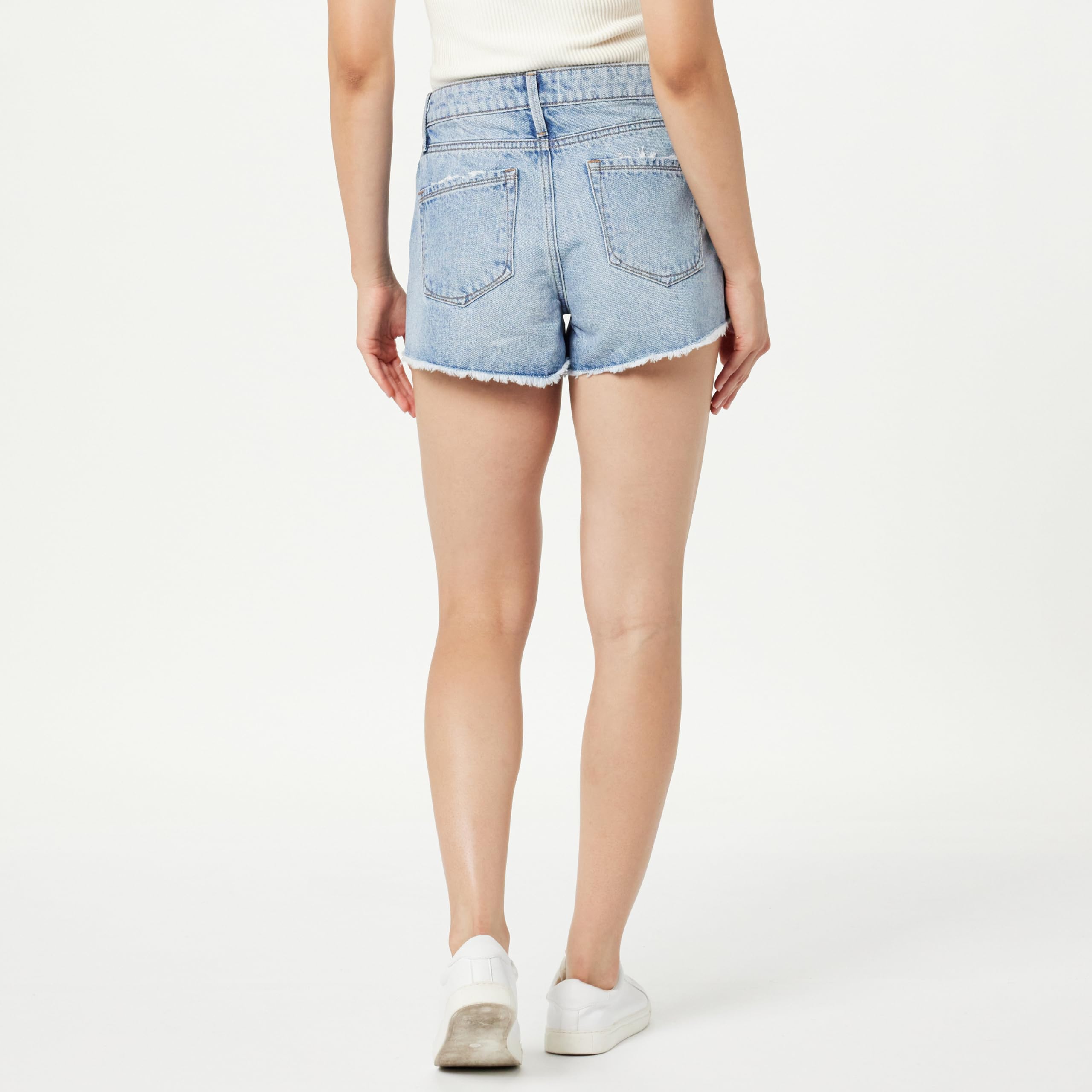 The Drop Pantaloncini da Donna, Arin, in Jeans, Effetto Sdrucito