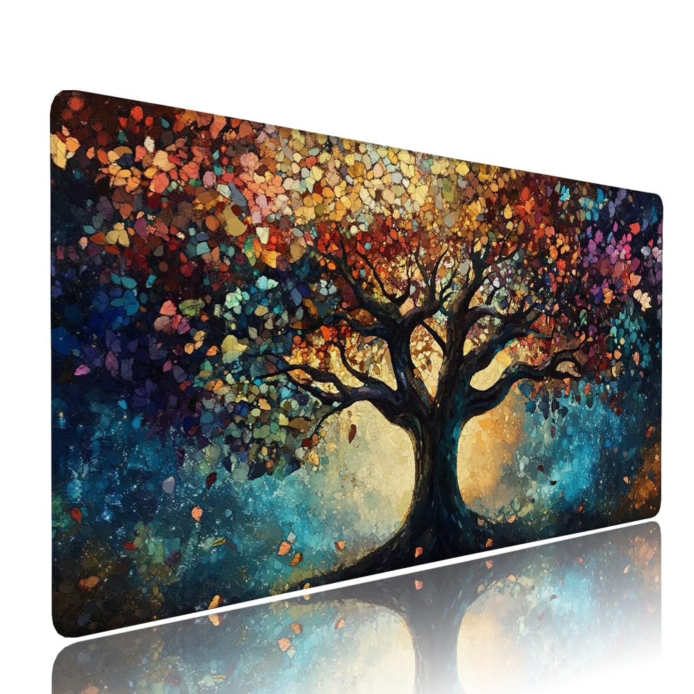Alfombrilla de Mouse para Juegos, Colore, XXL, Antideslizante, Impermeable, Diseño de Albero, Extendido, Grande, 1200x600x3mm, para PC, Laptop, Ufficio, Famiglia d-200
