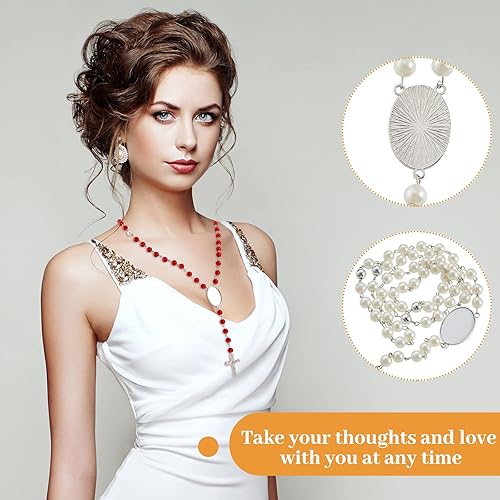 Miniatura 4 de Juego de collar de cuentas de rosario en blanco por sublimación, collar de rosario de transferencia de calor, collar de sublimación imprimible