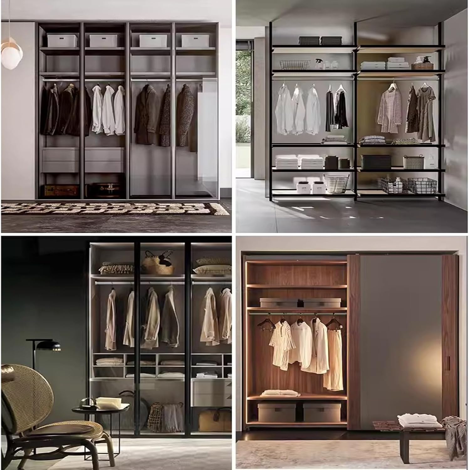 Closet Rods Bedroom Closet Rod for Hanging Clothes,Wall Mounted Clothes Drying Rack Wardrobe Bar(Closet Width 60cm(23.6in) Black)