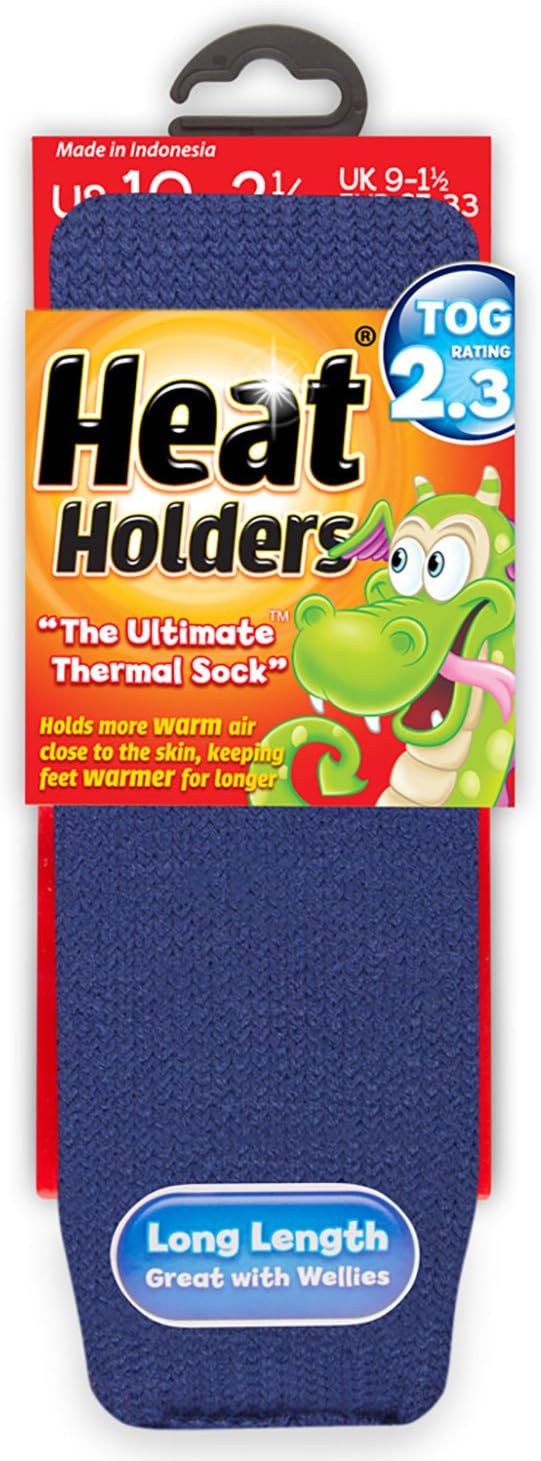 Heat Holders - Kids Winter Warm Thermal Socks (9.5-2, Deep Blue)