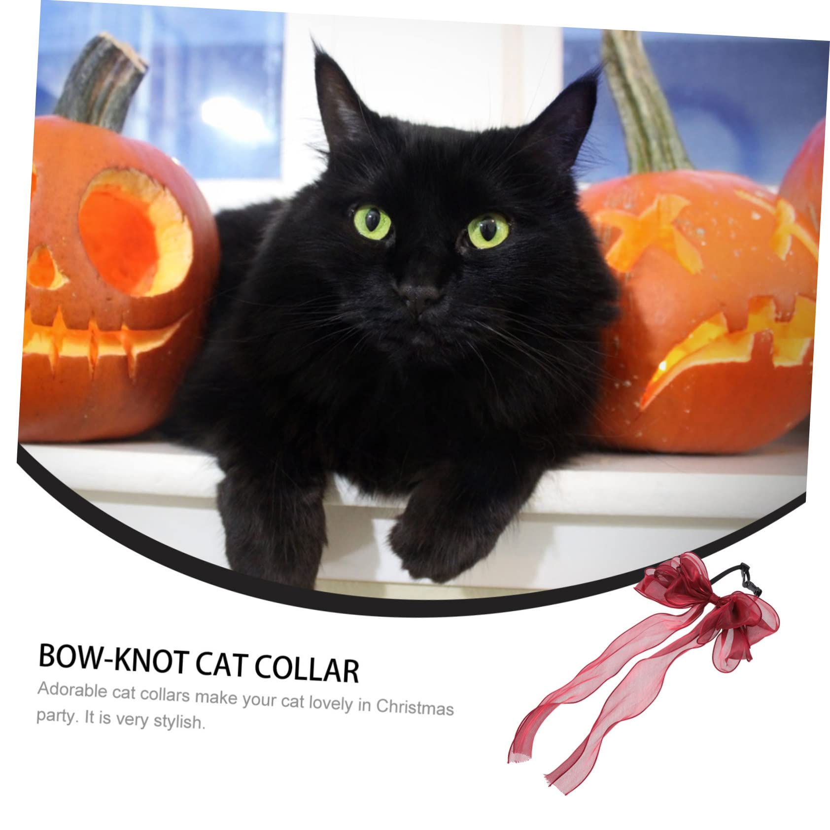 WOONEKY Collier De Chat Soyeux avec Nœud Accessoire Photo pour Chaton Collier Décoratif pour Fête d'animal De Compagnie